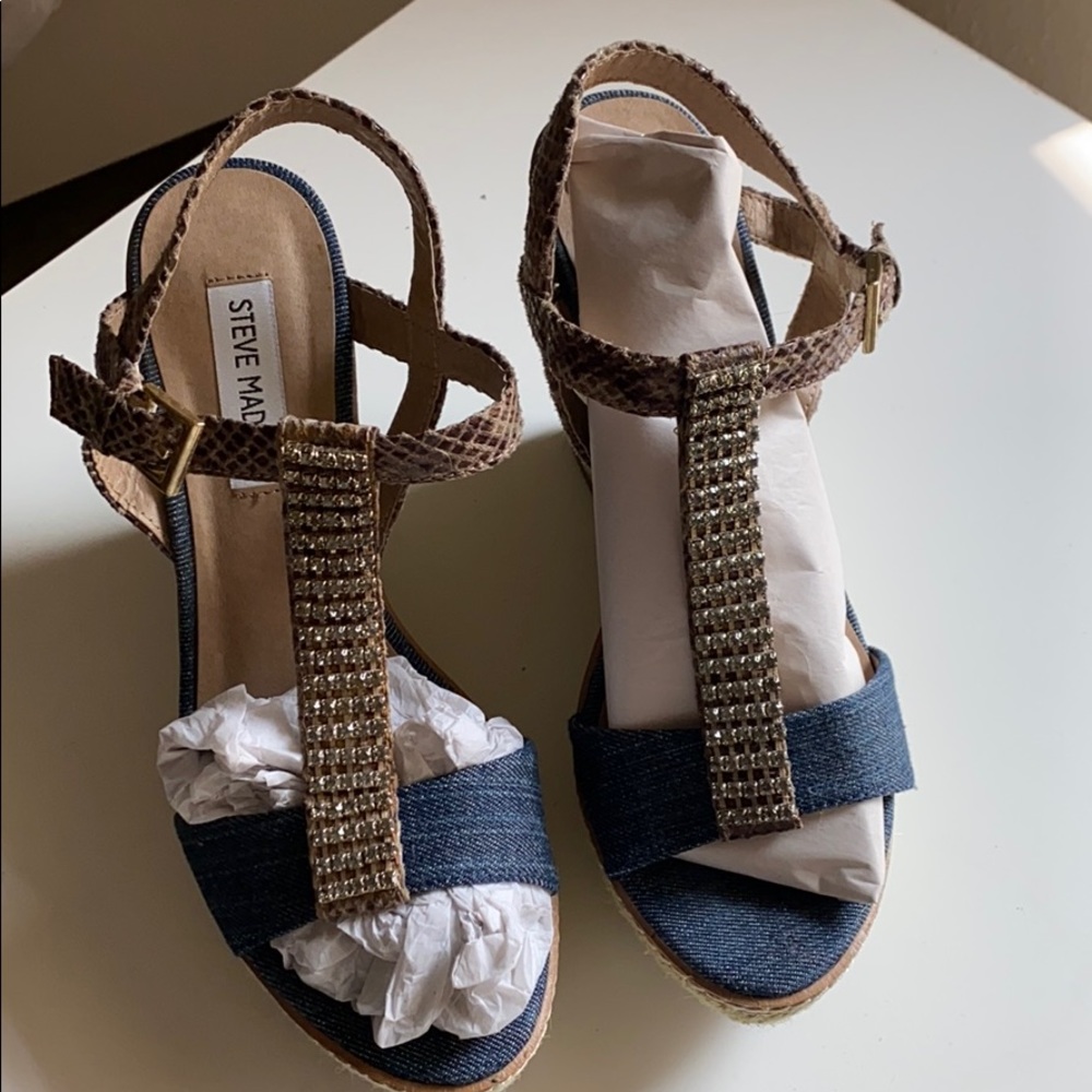 Wedges denim material